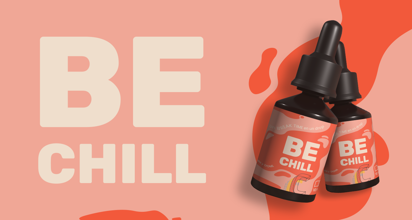 Portada del proyecto BE CHILL con el producto de CBD diseñado